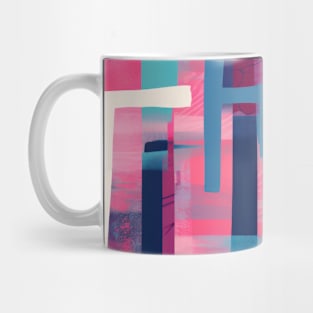 Cubist Harmony: Modern Geometric Dance in Pink, Blue, and Violet Mug